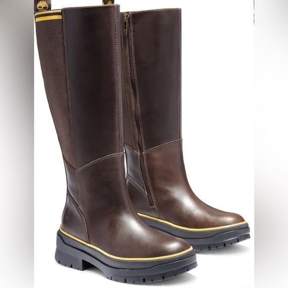TIMBERLAND Malynn Waterproof Tall Boots Brown Full Grain Leather - Picture 4 of 16